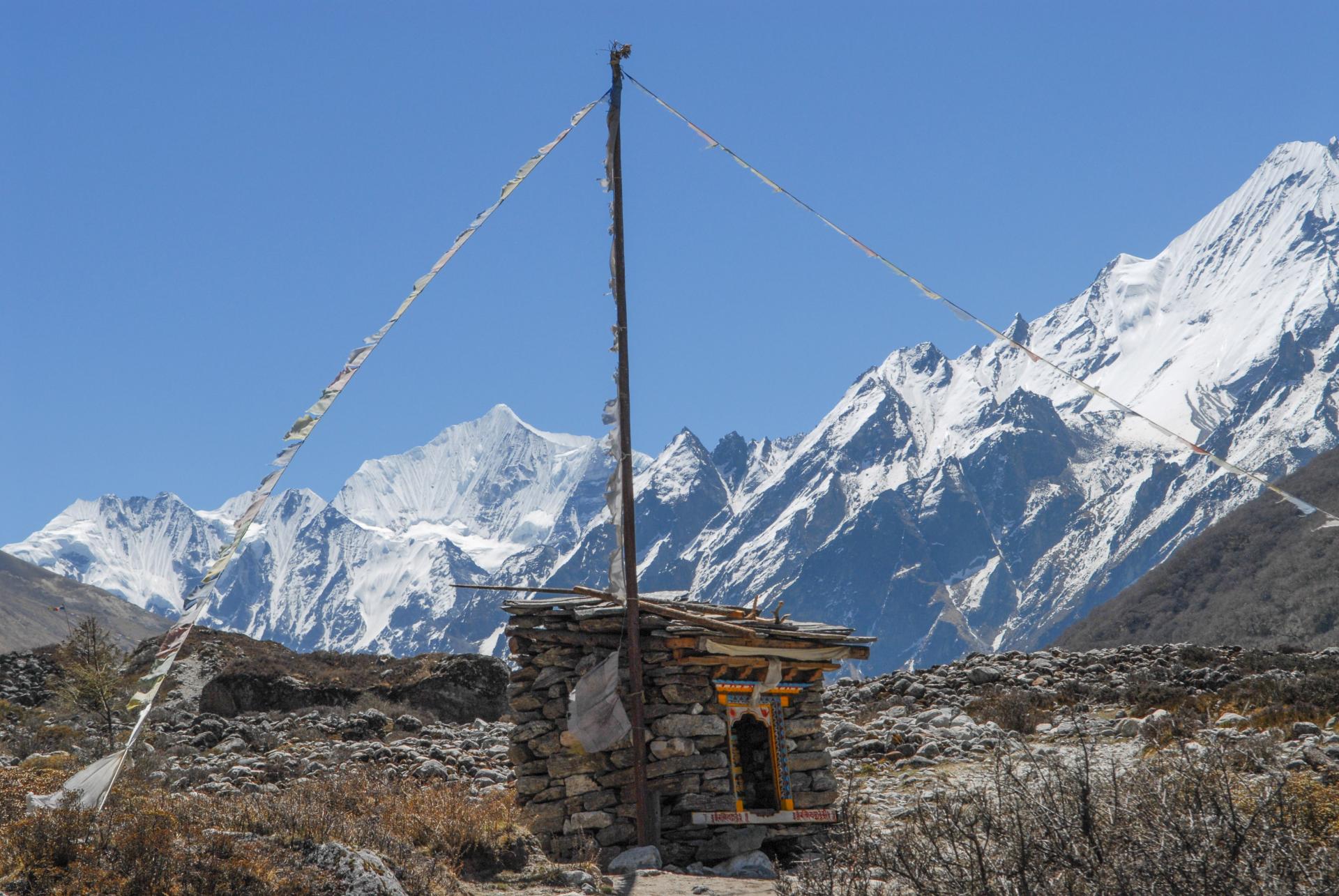 En remontant la vallée de la Langtang Khola, sommets du parc national du Langtang